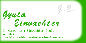 gyula einvachter business card